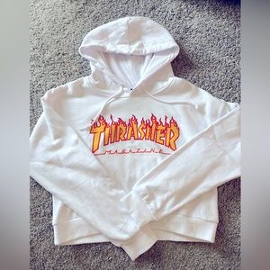 White Thrasher crop hoodie.